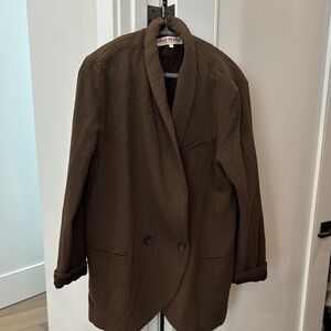 Free People Brown Double-Breasted Blazer